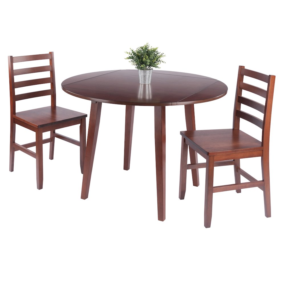 Dawson 3-Pc Drop Leaf Table with Ladder-back Chairs, Walnut. Picture 4