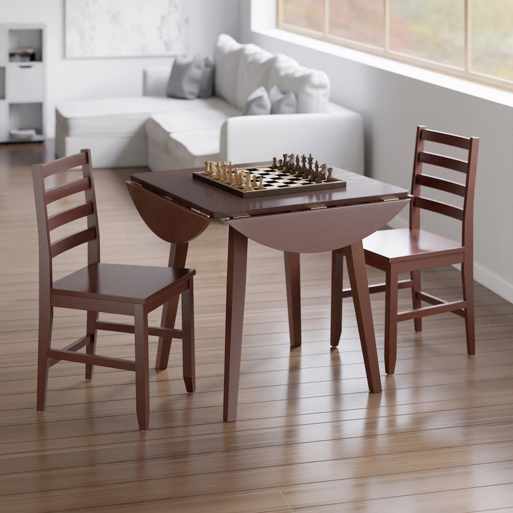 Dawson 3-Pc Drop Leaf Table with Ladder-back Chairs, Walnut. Picture 7