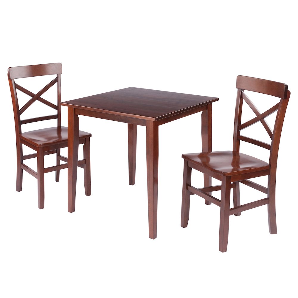 Groveland 3-Pc Set Dining Table with X-Back Chairs, Walnut. Picture 1