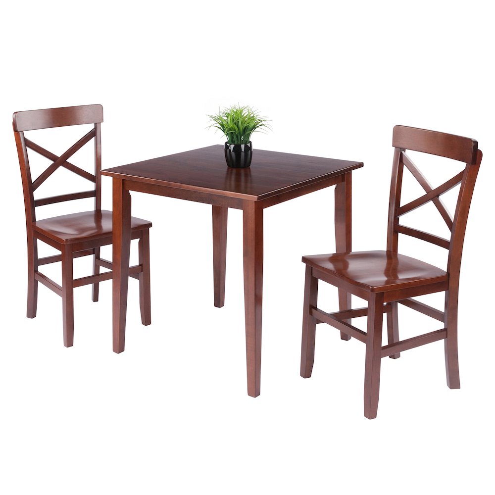 Groveland 3-Pc Set Dining Table with X-Back Chairs, Walnut. Picture 2