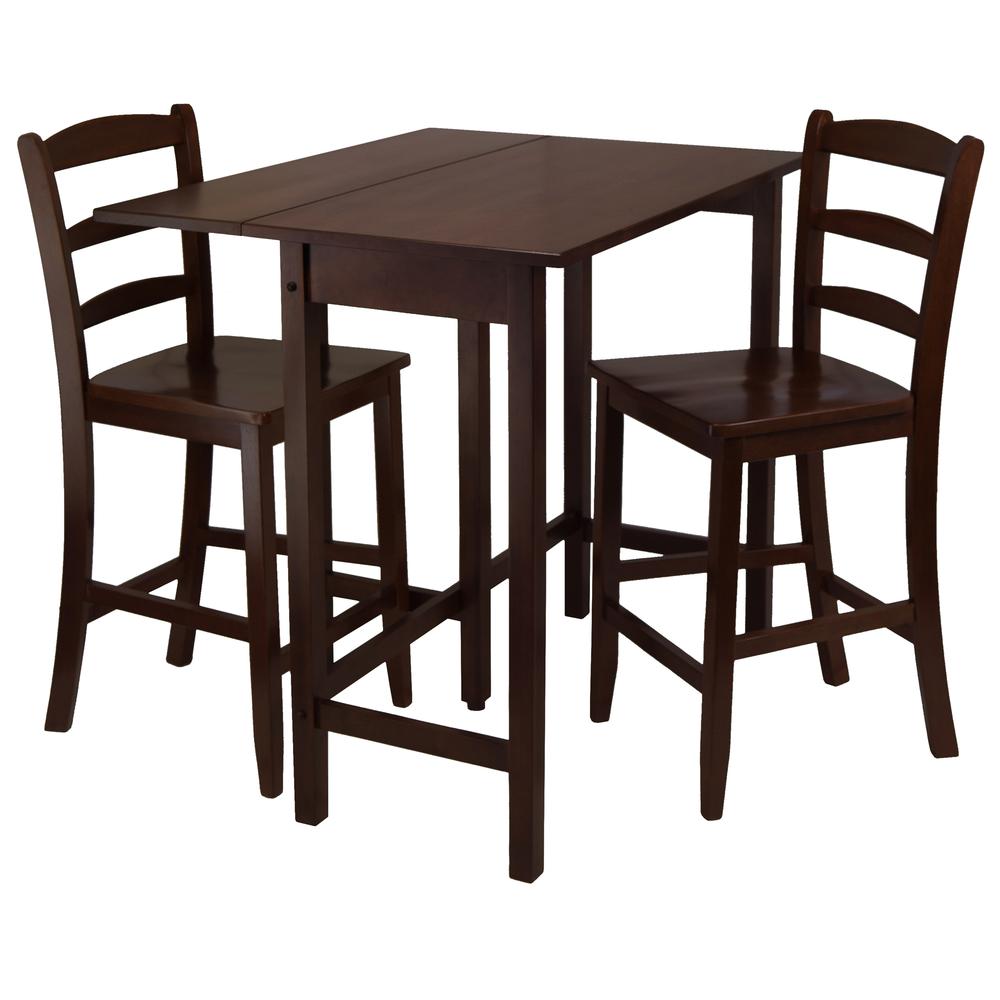 Lynnwood 3-Pc Drop Leaf High Table with 2 Counter Ladder Back Stool/Chair. Picture 1