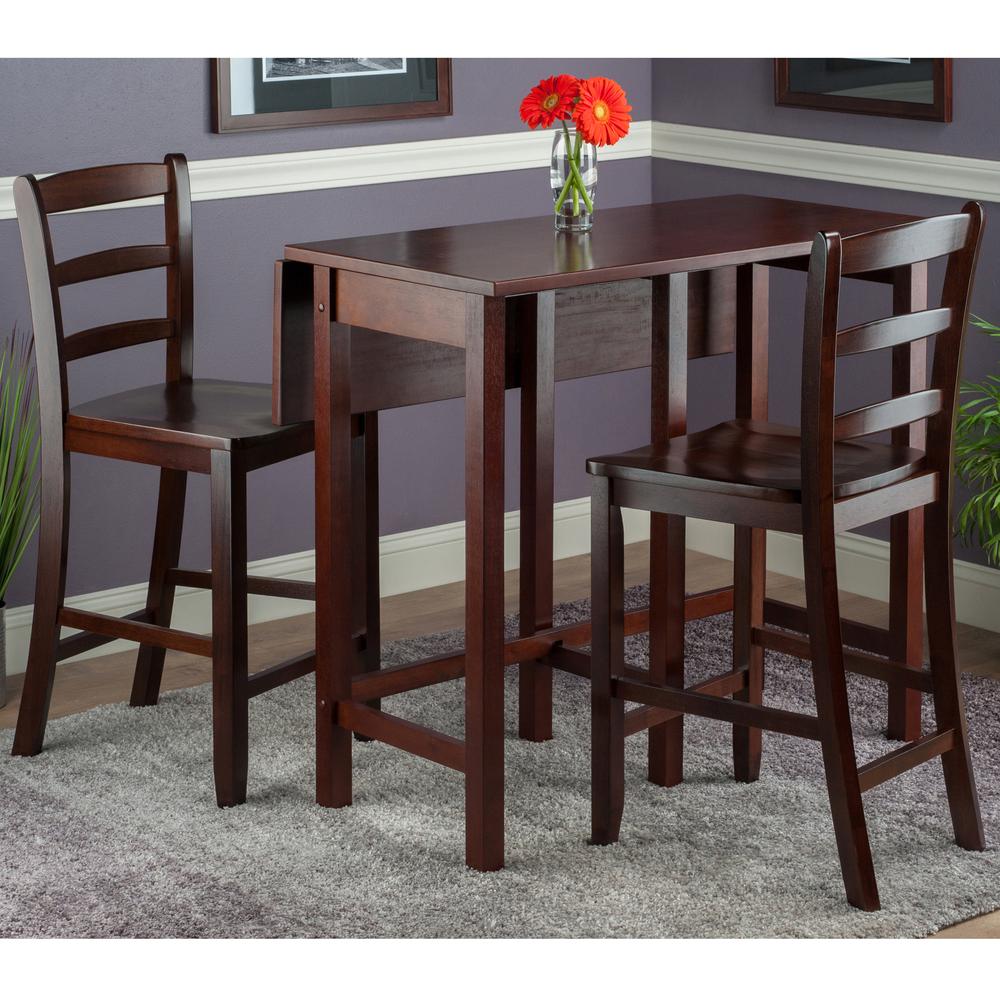 Lynnwood 3-Pc Drop Leaf High Table with 2 Counter Ladder Back Stool/Chair. Picture 3