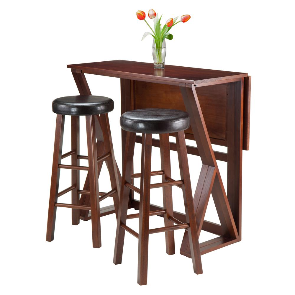 Harrington 3-Pc Drop Leaf High Table, 2-29" Cushion Round Seat Stools. Picture 2