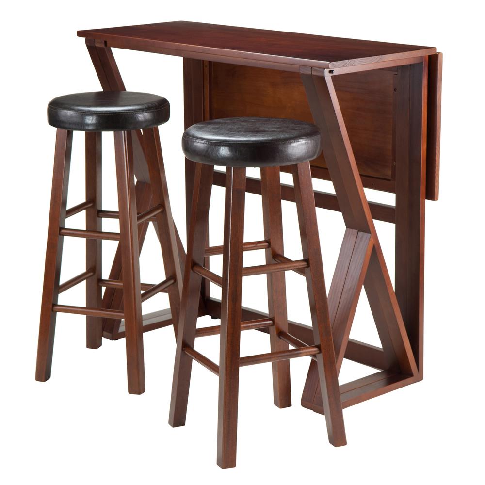 Harrington 3-Pc Drop Leaf High Table, 2-29" Cushion Round Seat Stools. Picture 1