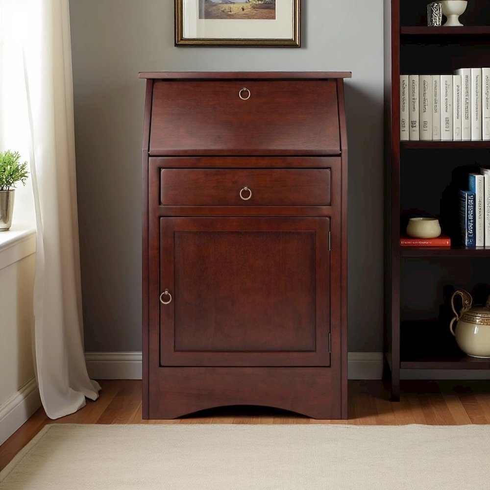 Walnut Secretary Desk – Classic Roll Top Hidden Desk with Storage. Picture 6