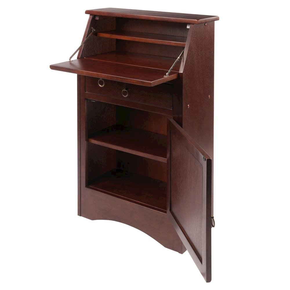 Walnut Secretary Desk – Classic Roll Top Hidden Desk with Storage. Picture 3