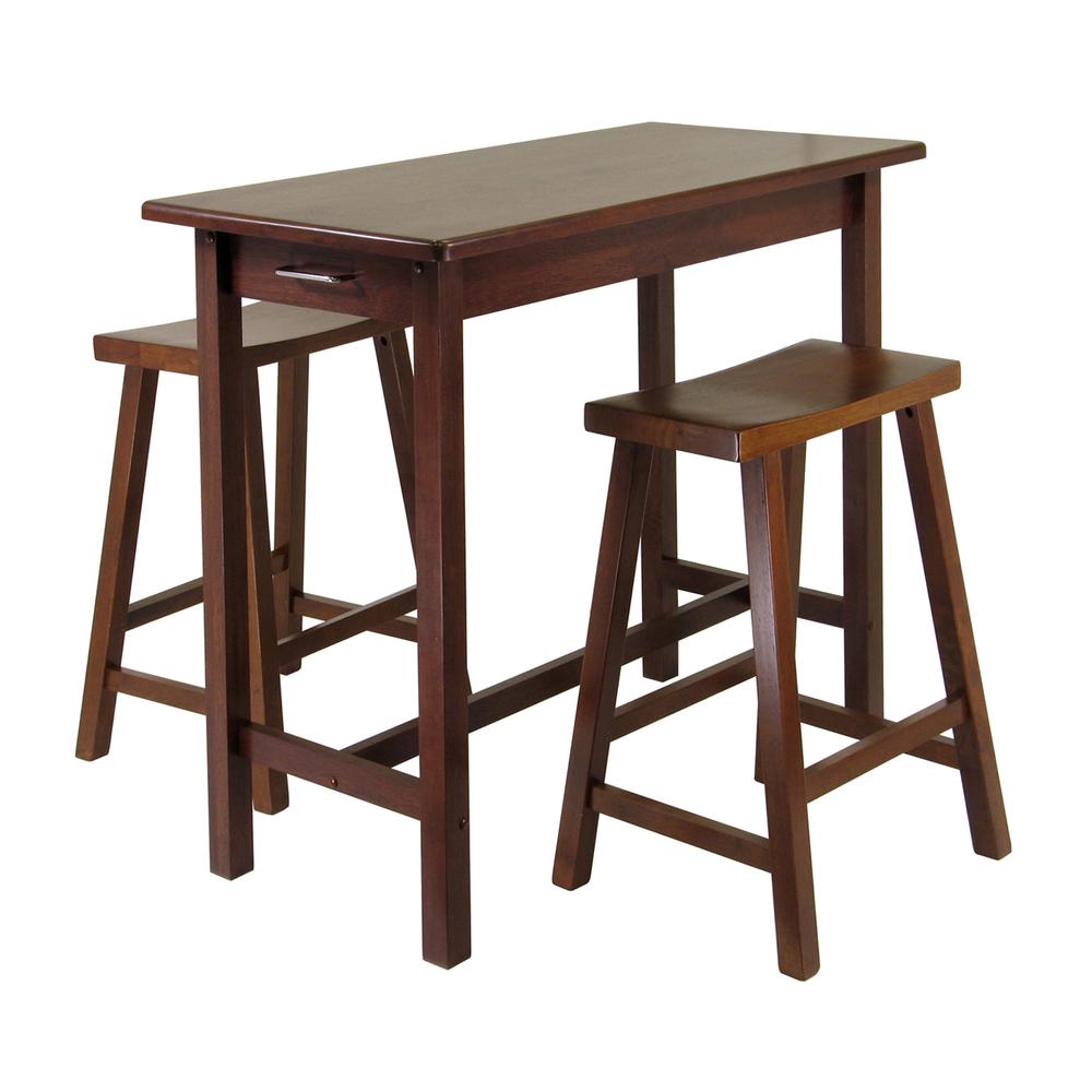 Sally 3-Pc Breakfast Table Set with 2 Saddle Seat Stools. Picture 1