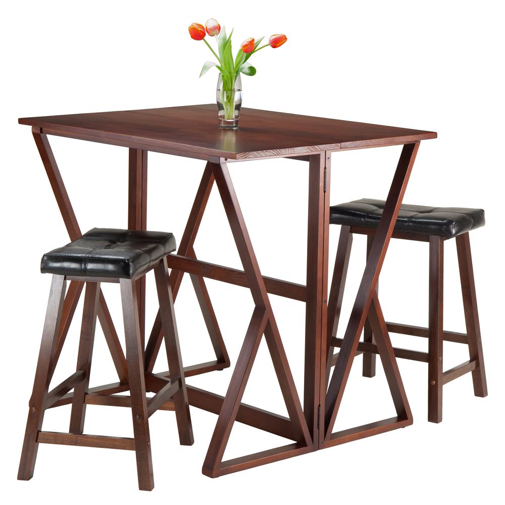 Harrington 3-Pc Drop Leaf High Table, 2 - 24" Cushion Saddle Seat Stools. Picture 2