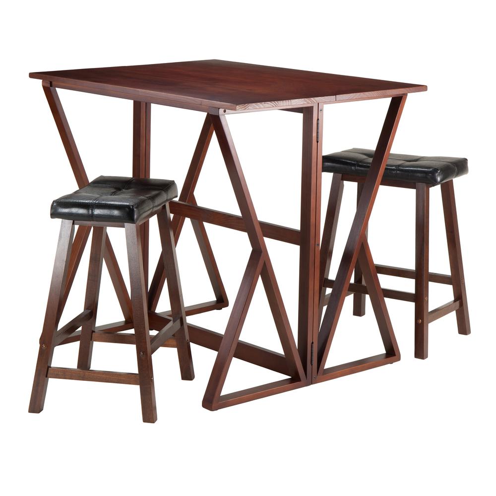 Harrington 3-Pc Drop Leaf High Table, 2 - 24" Cushion Saddle Seat Stools. Picture 1
