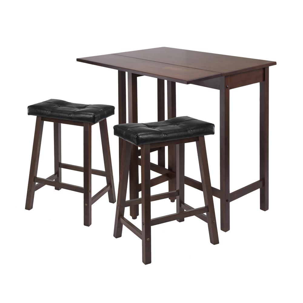 3-Pc Lynnwood Drop Leaf Kitchen Table with 2 Cushion Saddle Seat Stools. Picture 1