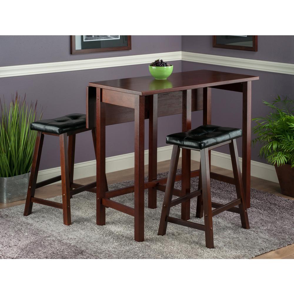 3-Pc Lynnwood Drop Leaf Kitchen Table with 2 Cushion Saddle Seat Stools. Picture 3