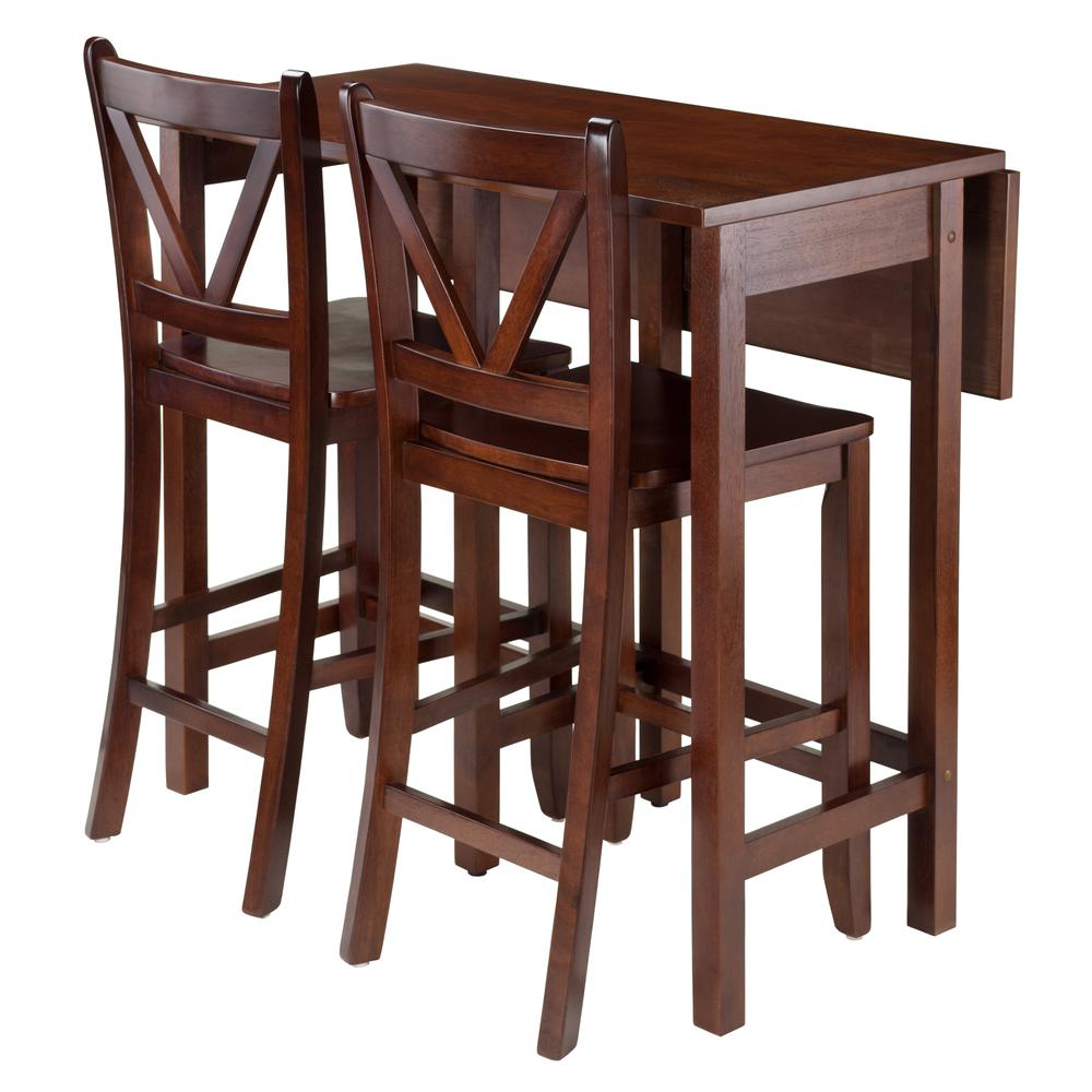 Lynnwood 3-Pc Drop Leaf Table with 2 Counter V-Back Stools. Picture 1
