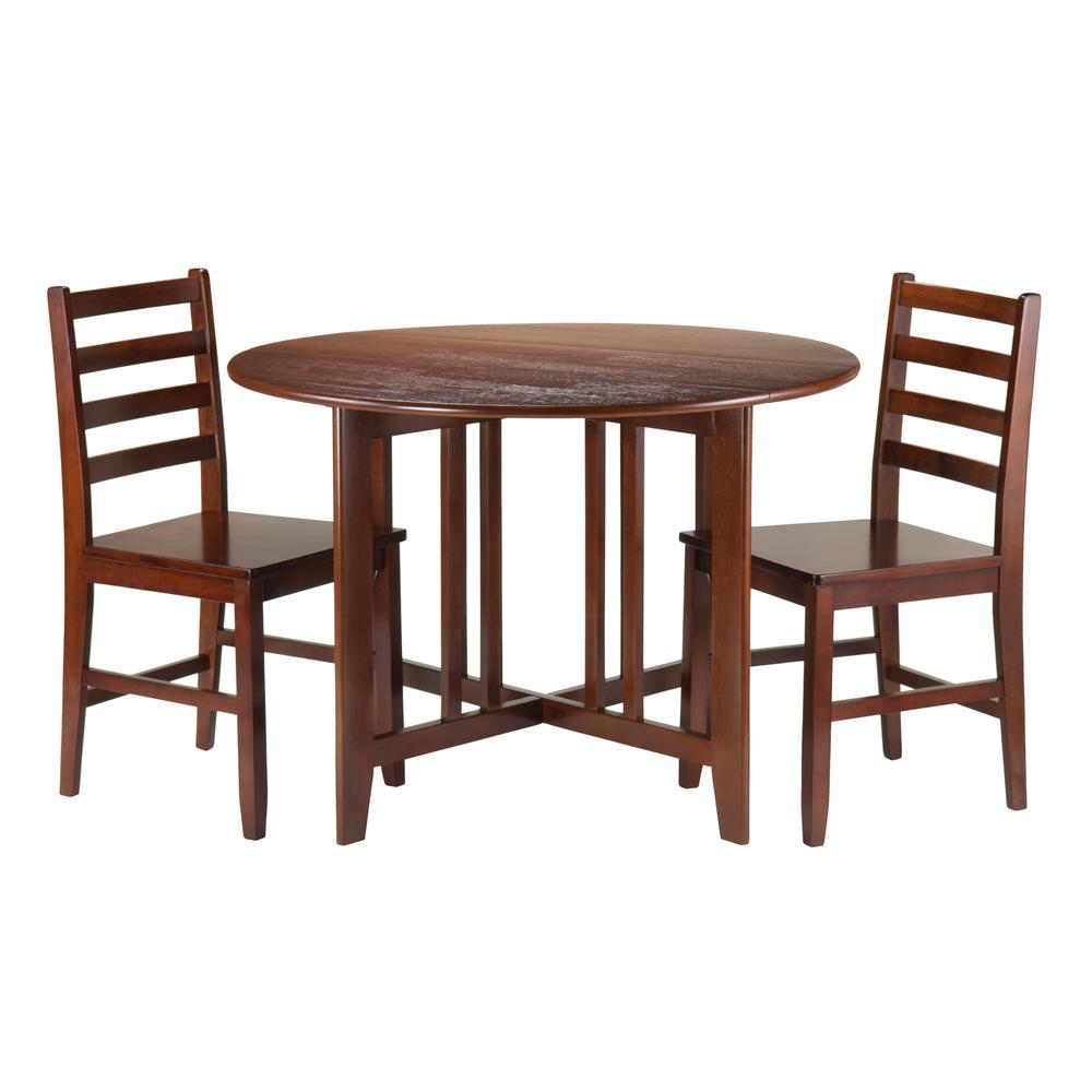 Alamo 3-Pc Round Drop Leaf Table with 2 Hamilton Ladder Back Chairs. Picture 1