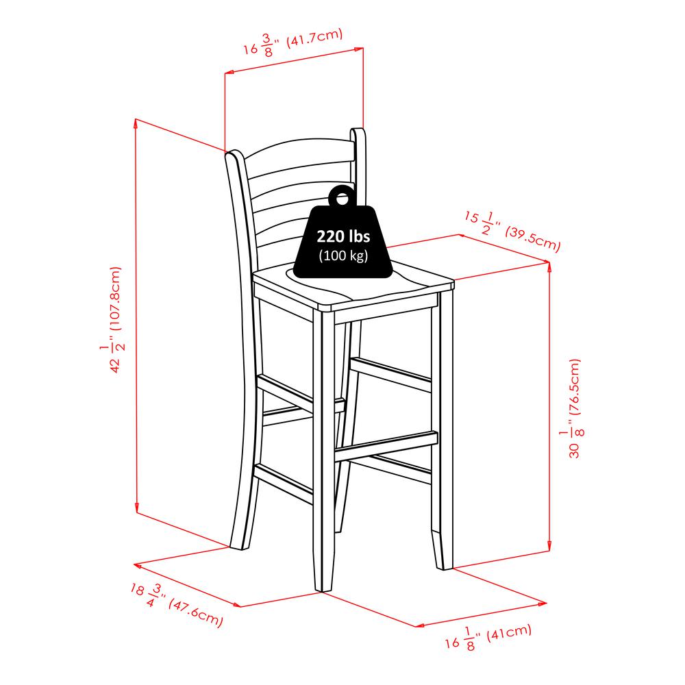 Parkland 3-Pc High Table with 29" Ladder Back Stool. Picture 3