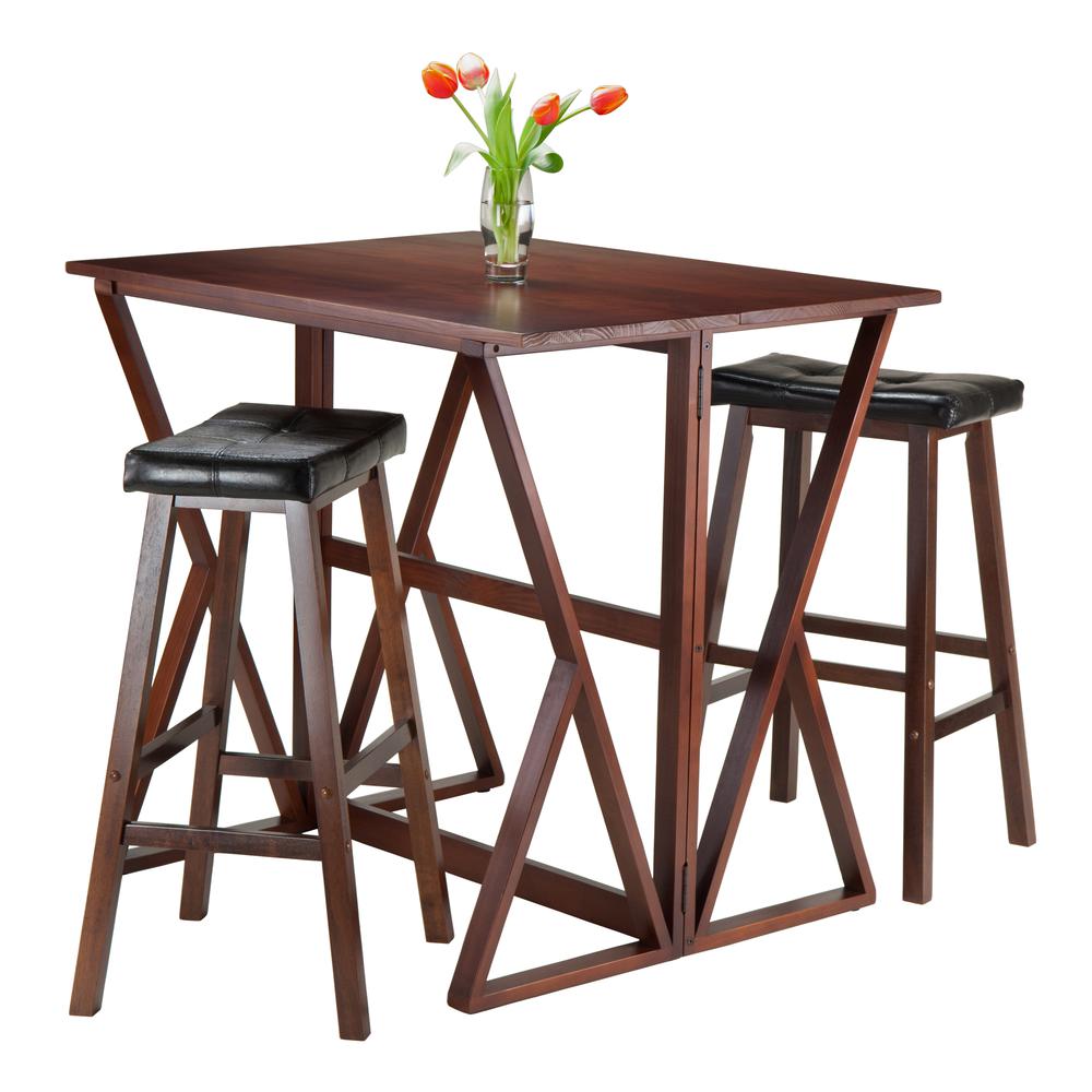 Harrington 3-Pc Drop Leaf High Table, 2 -29" Cushion Saddle Seat Stools. Picture 2