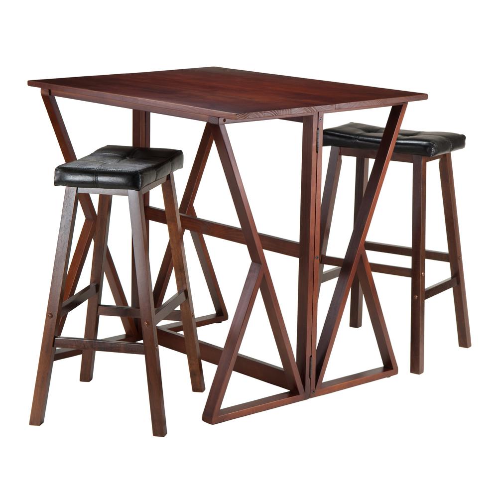 Harrington 3-Pc Drop Leaf High Table, 2 -29" Cushion Saddle Seat Stools. Picture 1