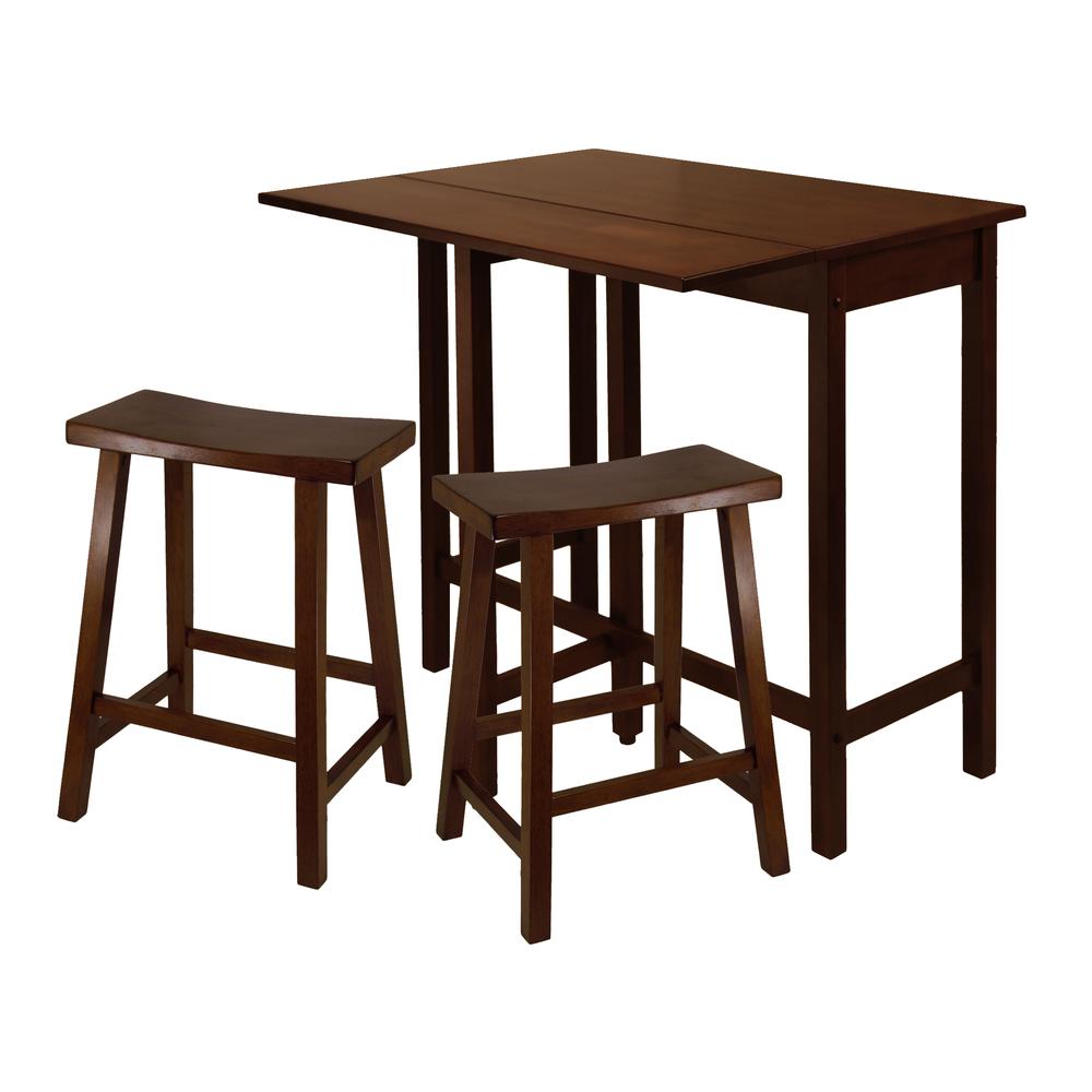 Lynnwood 3-Pc High Drop Leaf Table with 24" Saddle Seat Stool. Picture 1