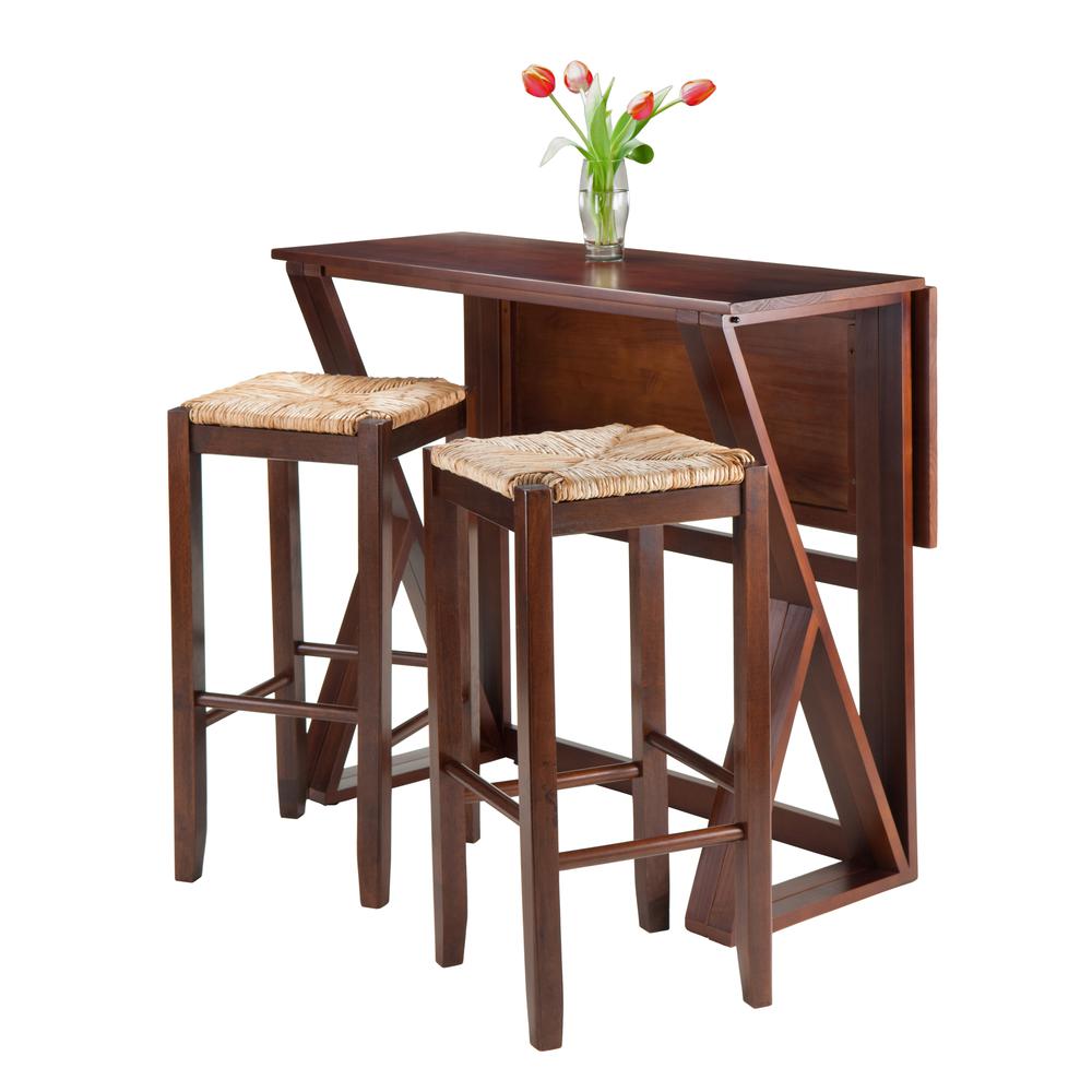 Harrington 3-Pc Drop Leaf High Table, 2-29" Rush Seat Stools. Picture 2