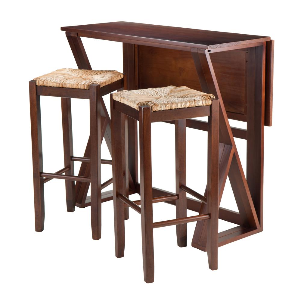 Harrington 3-Pc Drop Leaf High Table, 2-29" Rush Seat Stools. Picture 1