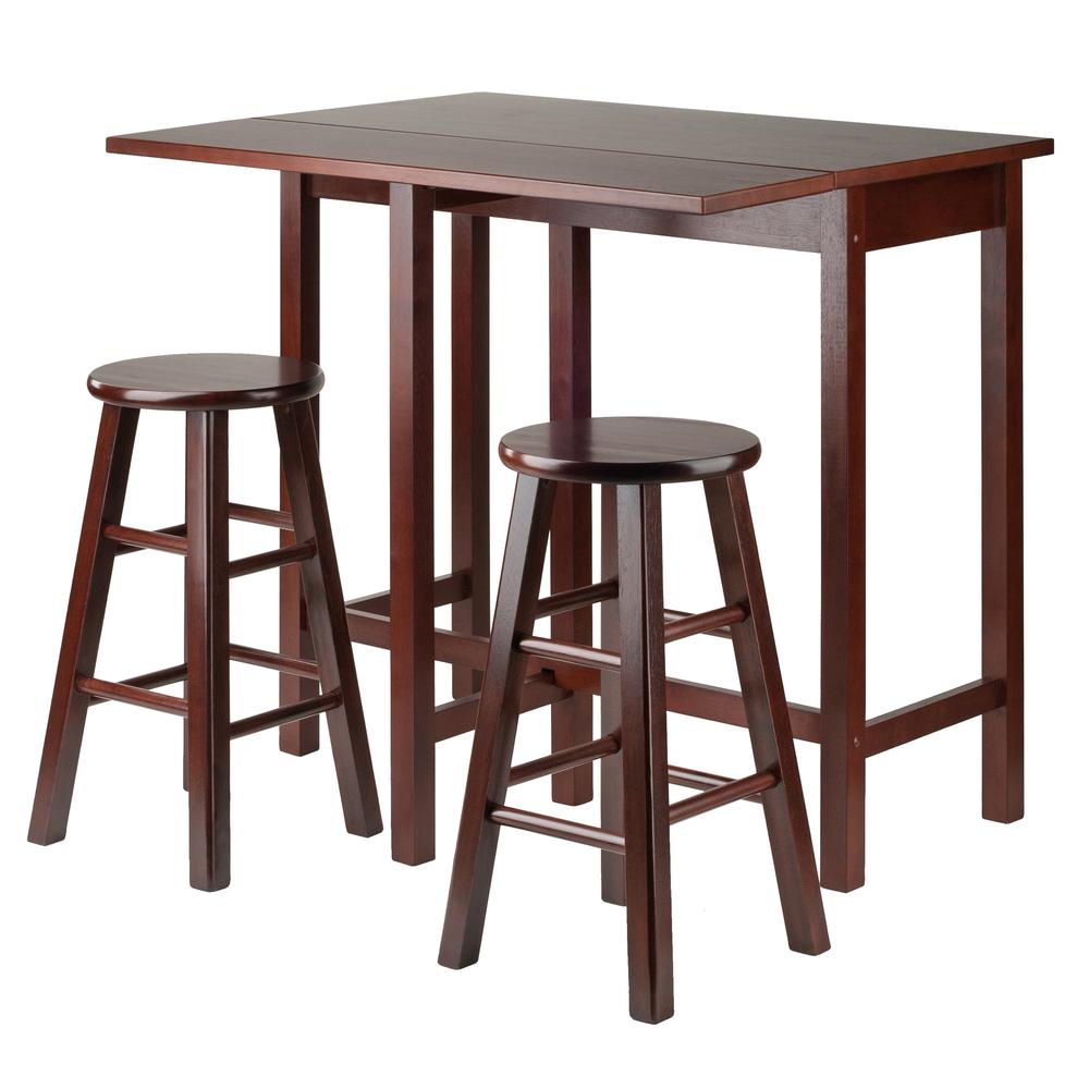 Lynnwood Drop Leaf Island Table with 2 Square Legs Stool Walnut. Picture 1
