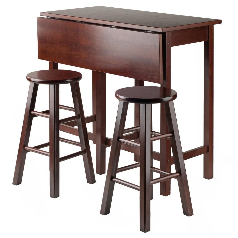 Lynnwood Drop Leaf Island Table with 2 Square Legs Stool Walnut. Picture 2