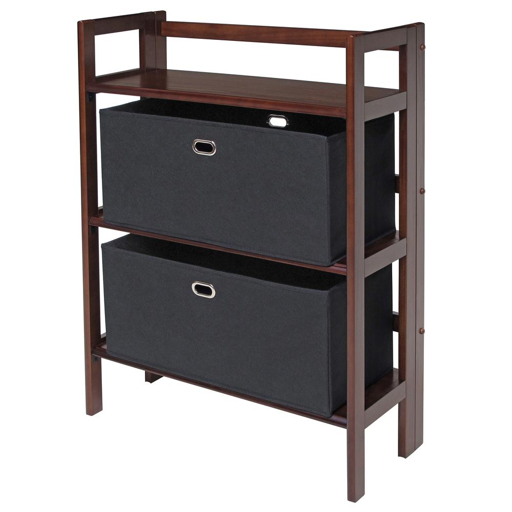 Torino 3-PC Set Folding Bookcase w/ Fabric Basket. Picture 1