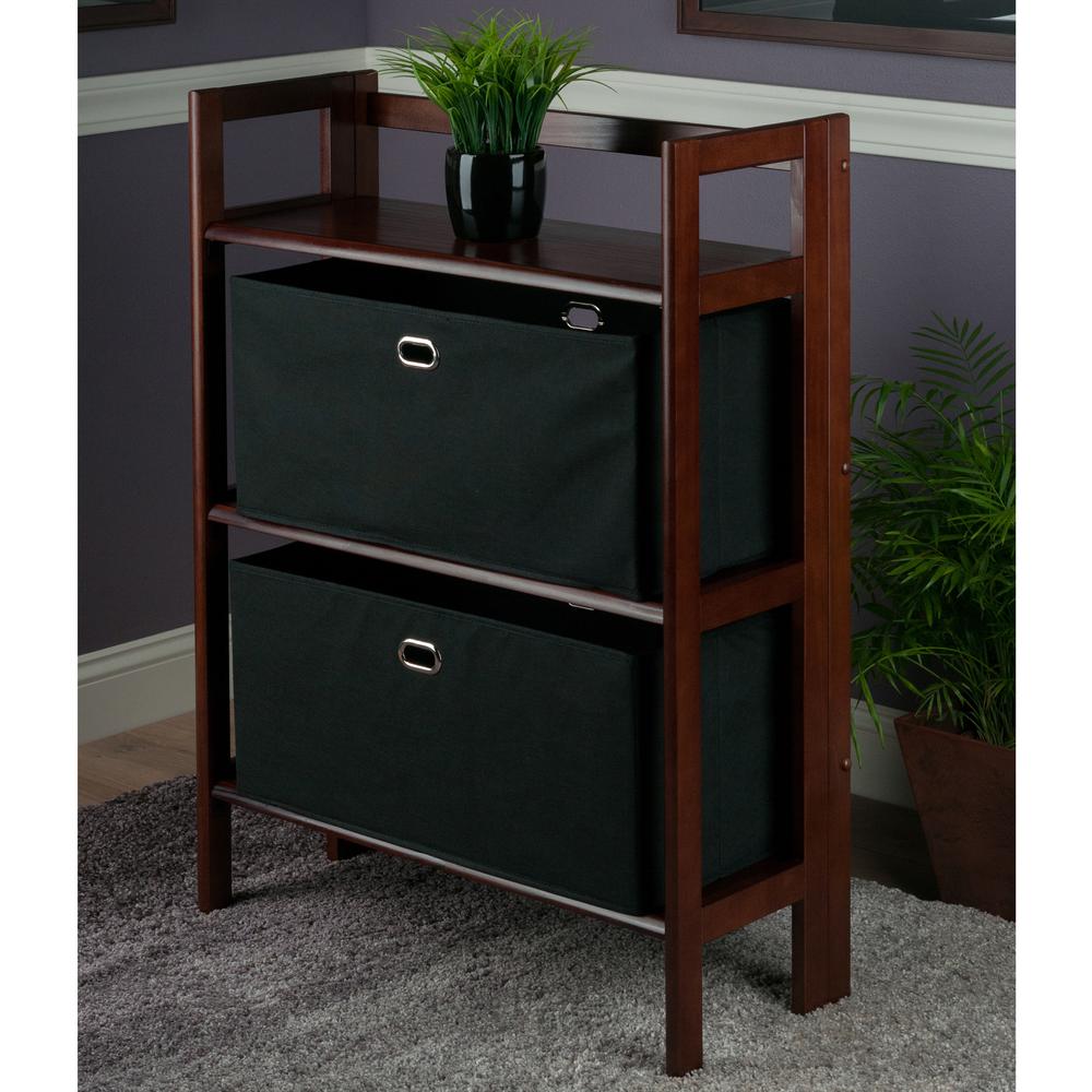 Torino 3-PC Set Folding Bookcase w/ Fabric Basket. Picture 2