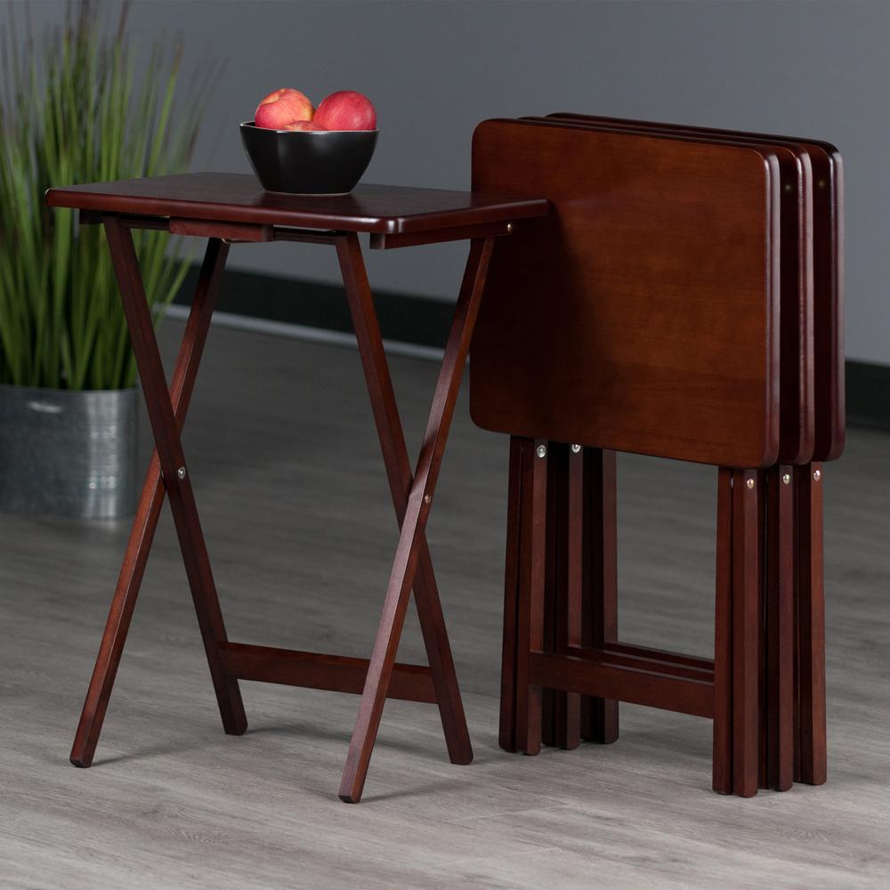 Alex Set of 4 Single Snack Tables Walnut. Picture 8