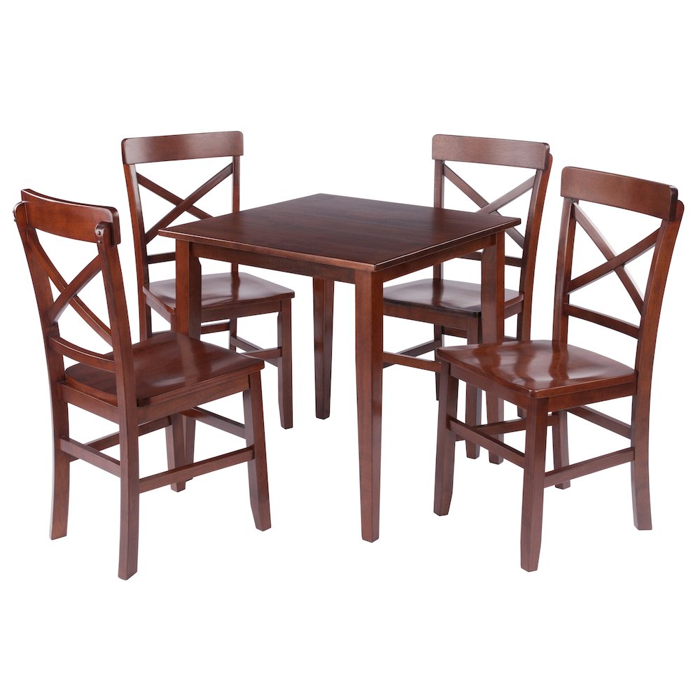 Groveland 5-Pc Set Dining Table with X-Back Chairs, Walnut. Picture 1