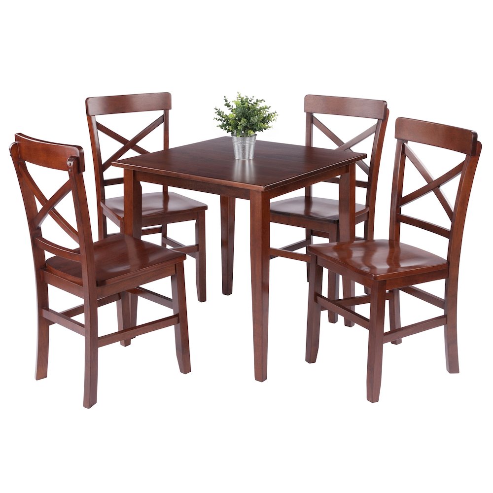 Groveland 5-Pc Set Dining Table with X-Back Chairs, Walnut. Picture 2