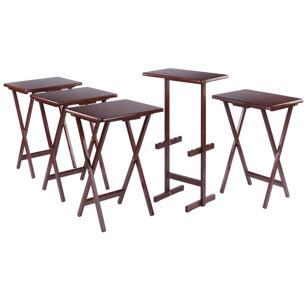 Riley 5-Pc Set Snack Table, Walnut Finish. Picture 12