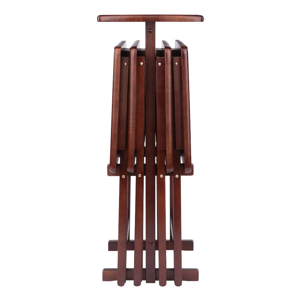 Riley 5-Pc Set Snack Table, Walnut Finish. Picture 2