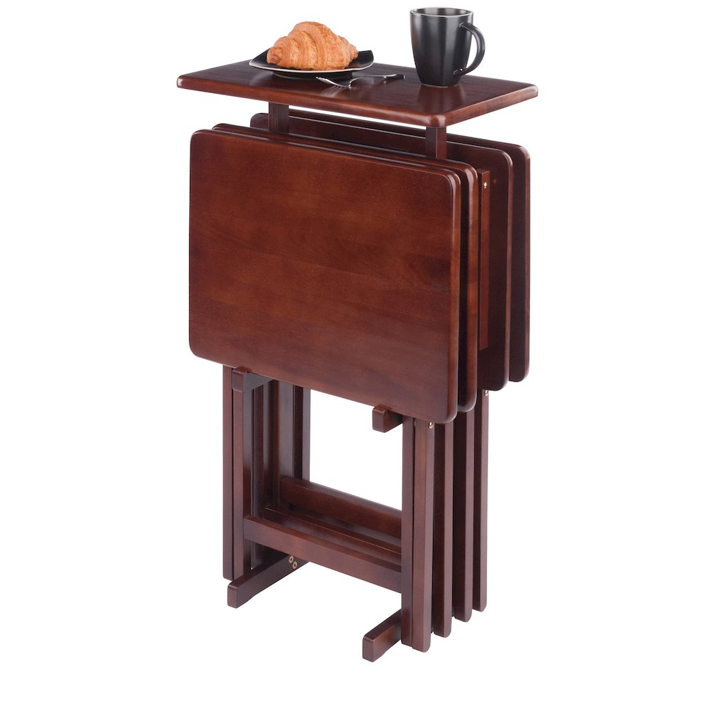 Riley 5-Pc Set Snack Table, Walnut Finish. Picture 4
