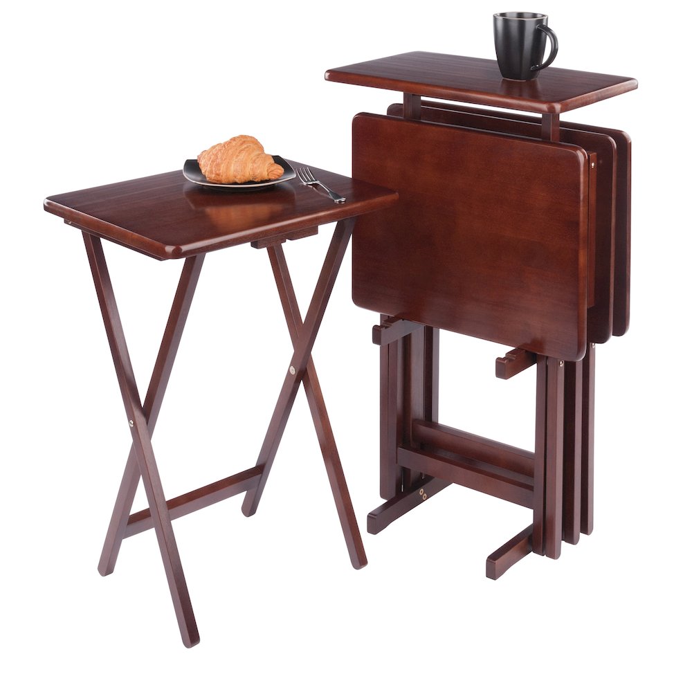 Riley 5-Pc Set Snack Table, Walnut Finish. Picture 5