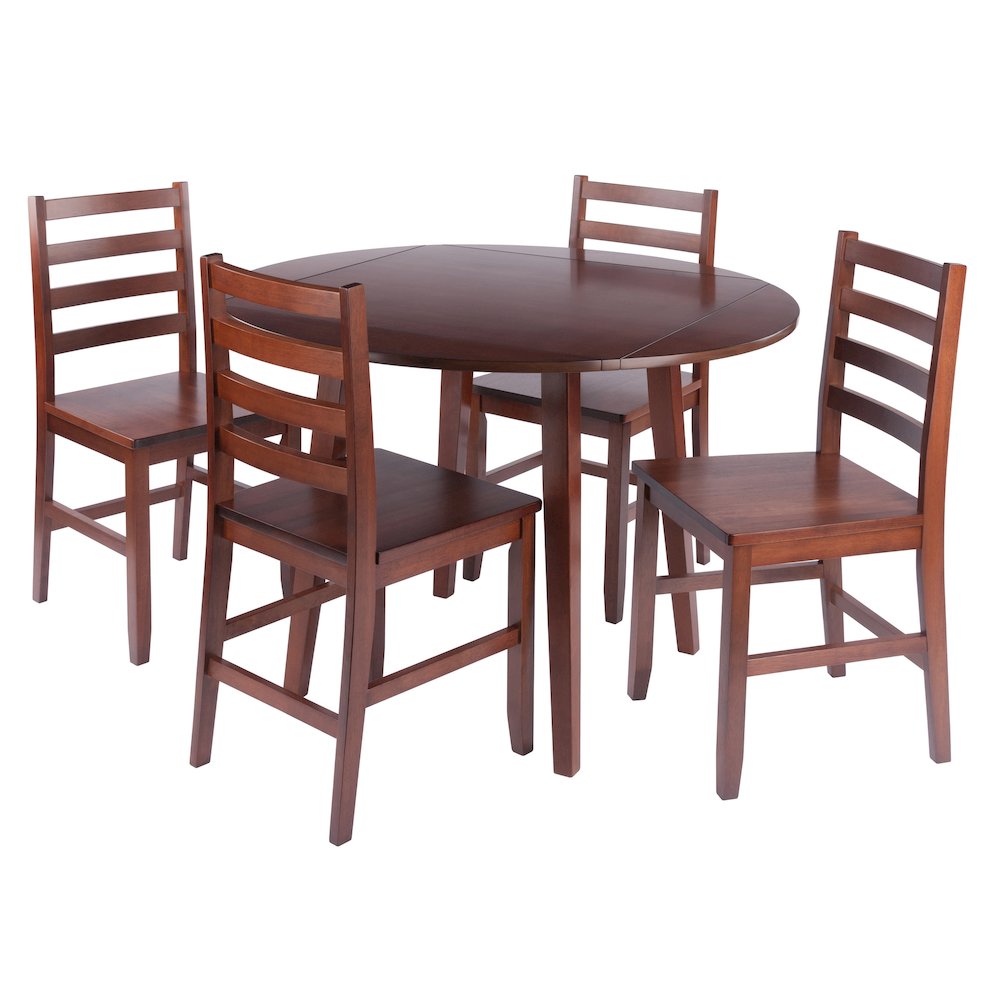 Dawson 5-Pc Drop Leaf Table with Ladder-back Chairs, Walnut. Picture 1