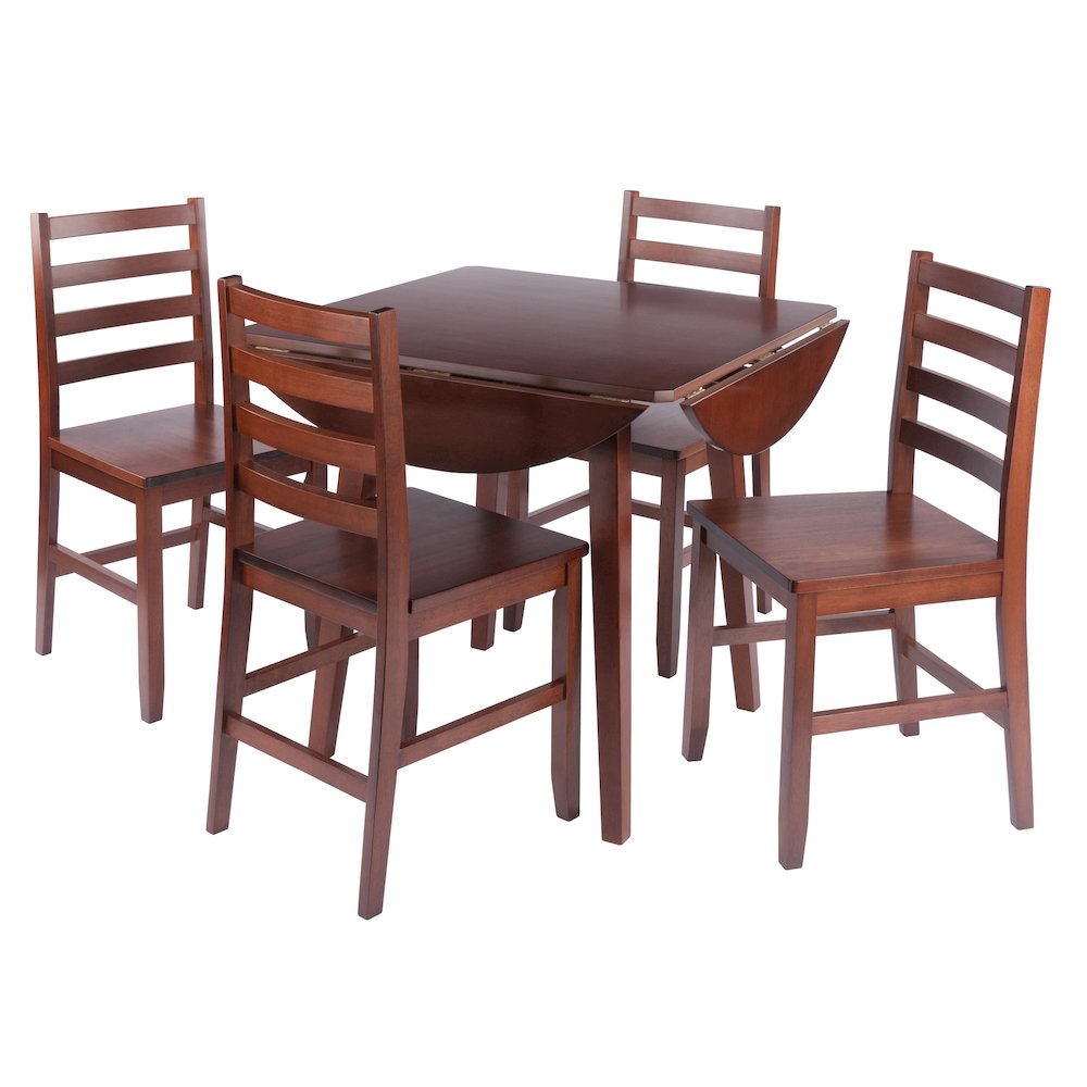 Dawson 5-Pc Drop Leaf Table with Ladder-back Chairs, Walnut. Picture 2