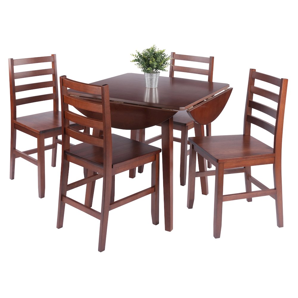 Dawson 5-Pc Drop Leaf Table with Ladder-back Chairs, Walnut. Picture 3