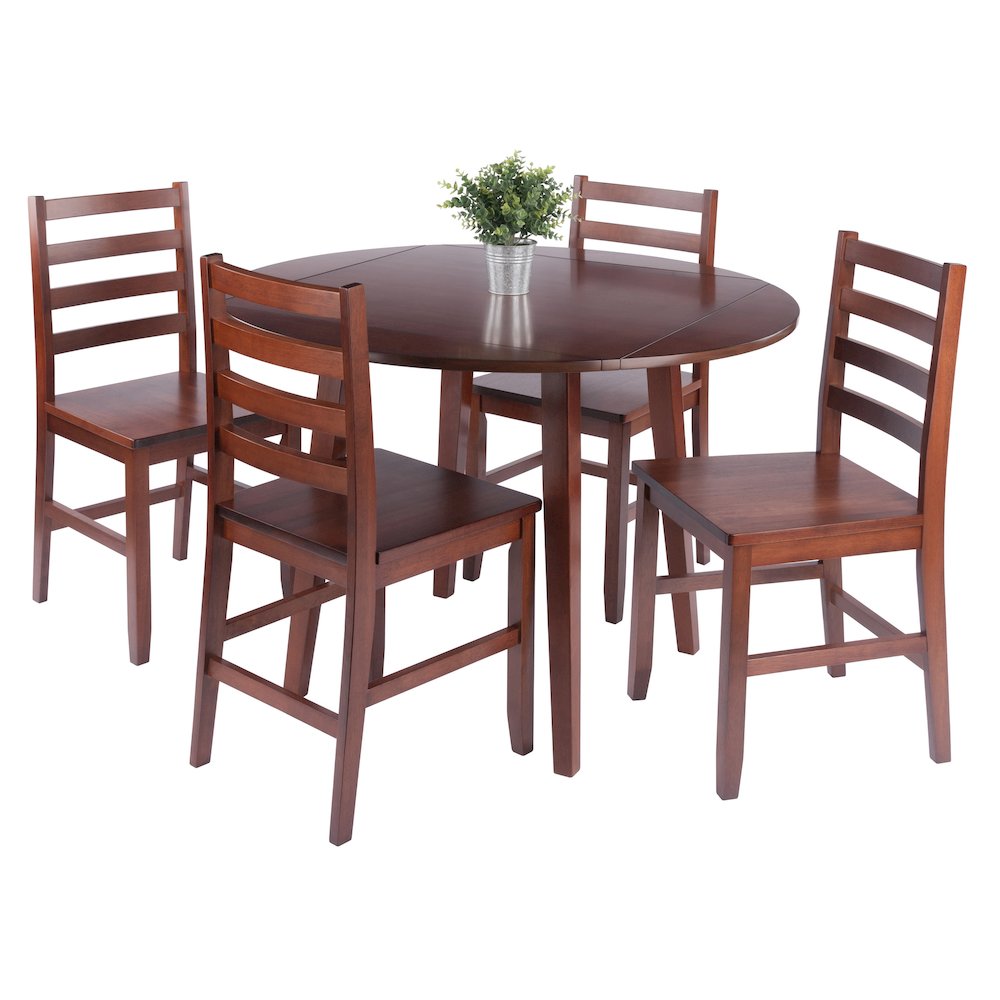 Dawson 5-Pc Drop Leaf Table with Ladder-back Chairs, Walnut. Picture 4