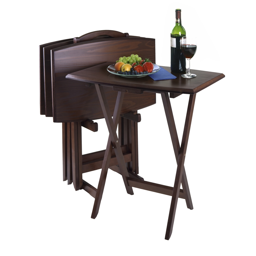 5-Pc Oversize Tv Table Set, 23.6 x 15.75 x 25.5, Antique Walnut. Picture 2