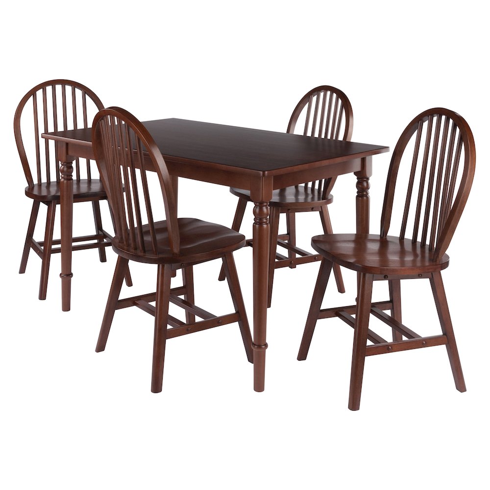 Ravenna 5-Pc Dining Table with Windsor Chairs, Walnut. Picture 1
