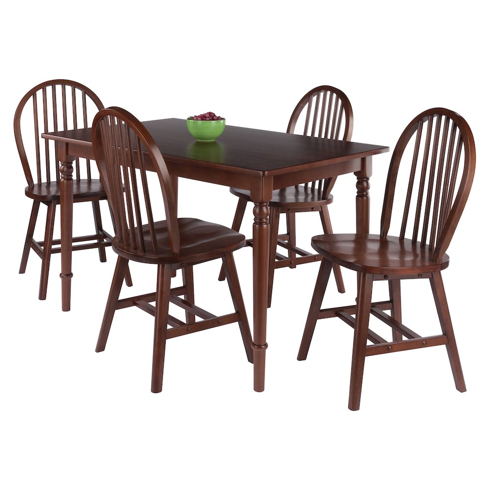 Ravenna 5-Pc Dining Table with Windsor Chairs, Walnut. Picture 2
