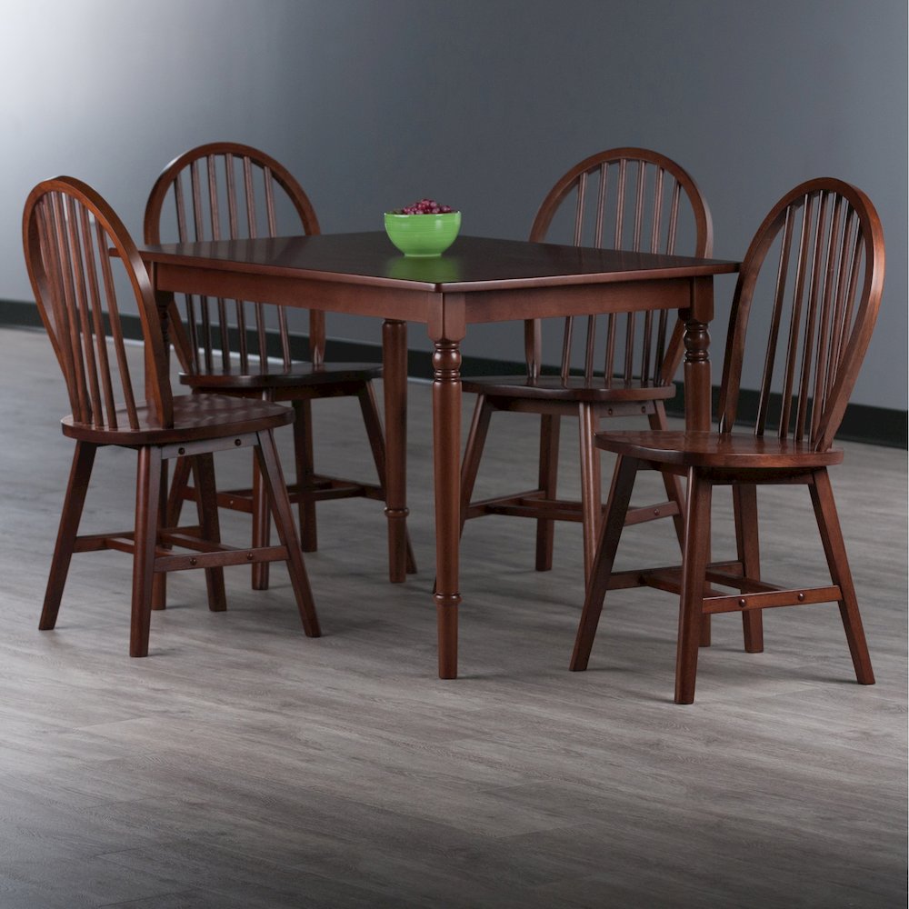 Ravenna 5-Pc Dining Table with Windsor Chairs, Walnut. Picture 3
