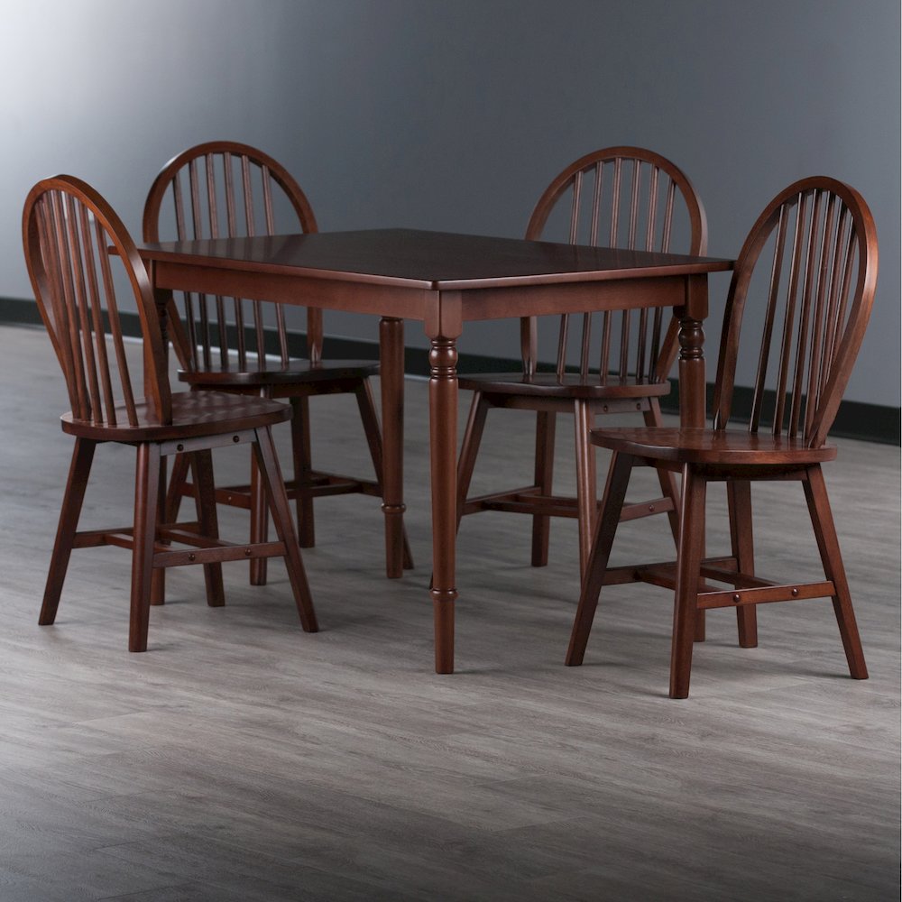 Ravenna 5-Pc Dining Table with Windsor Chairs, Walnut. Picture 4