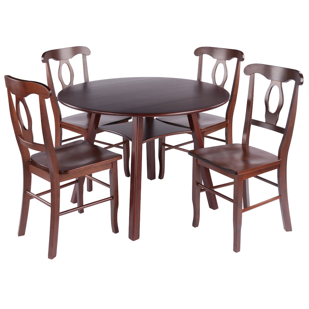 Marbelle Table 5-Pc Drop Leaf Dining Table with 4 Renaissance Chairs, Walnut. Picture 1