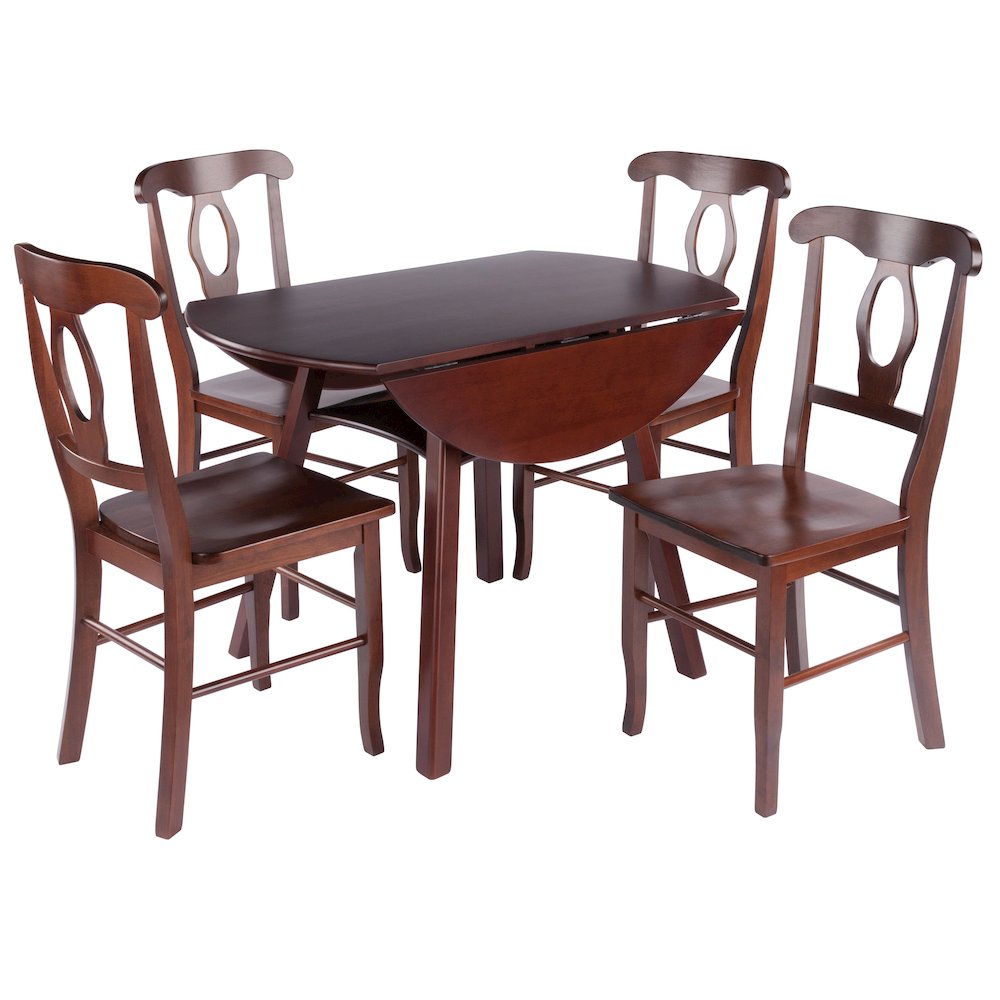 Marbelle Table 5-Pc Drop Leaf Dining Table with 4 Renaissance Chairs, Walnut. Picture 2