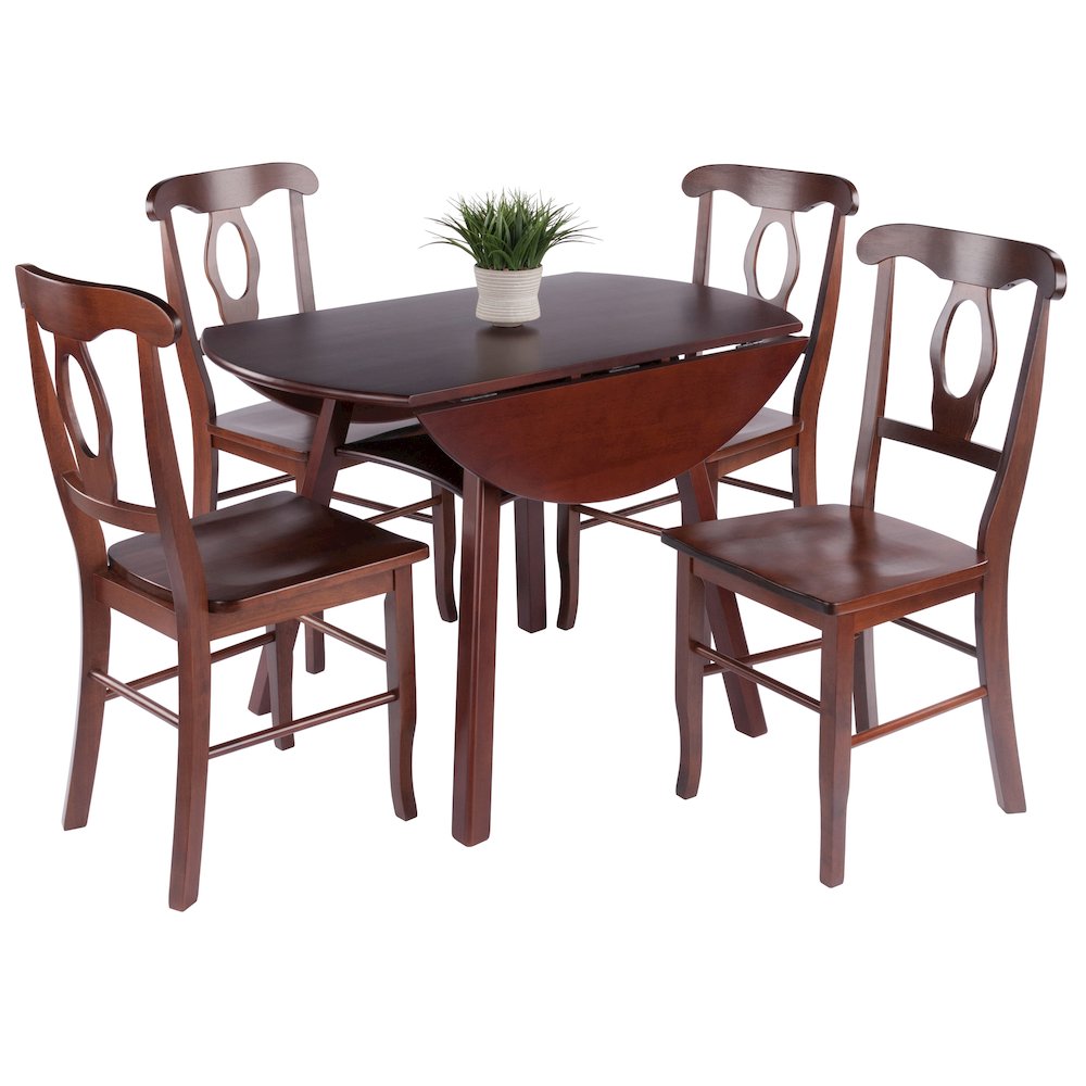 Marbelle Table 5-Pc Drop Leaf Dining Table with 4 Renaissance Chairs, Walnut. Picture 3