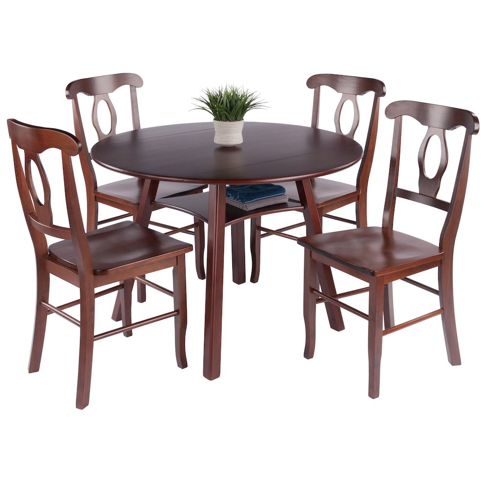 Marbelle Table 5-Pc Drop Leaf Dining Table with 4 Renaissance Chairs, Walnut. Picture 4