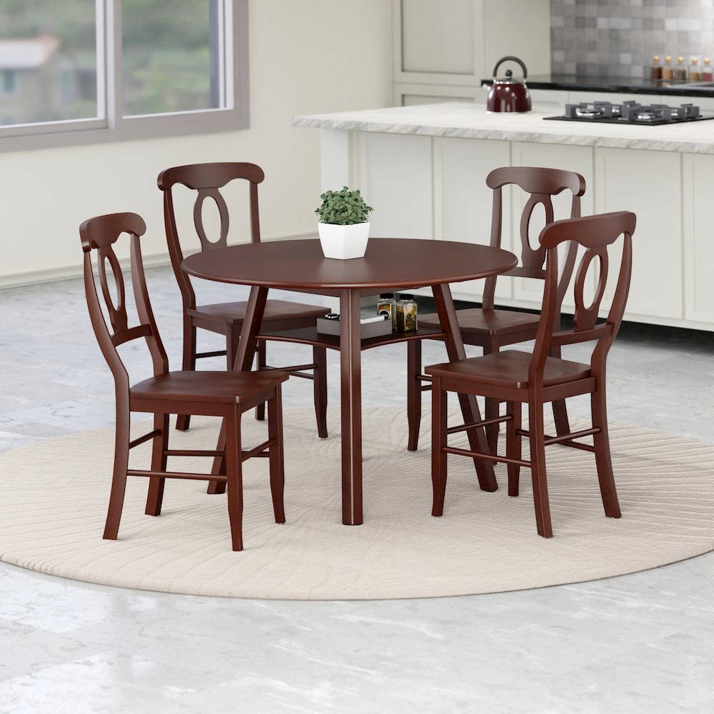 Marbelle Table 5-Pc Drop Leaf Dining Table with 4 Renaissance Chairs, Walnut. Picture 5