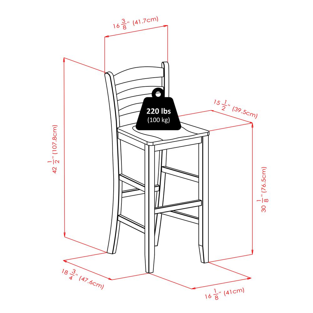 Parkland 5pc High Table with 29" Ladder Back Stools. Picture 3