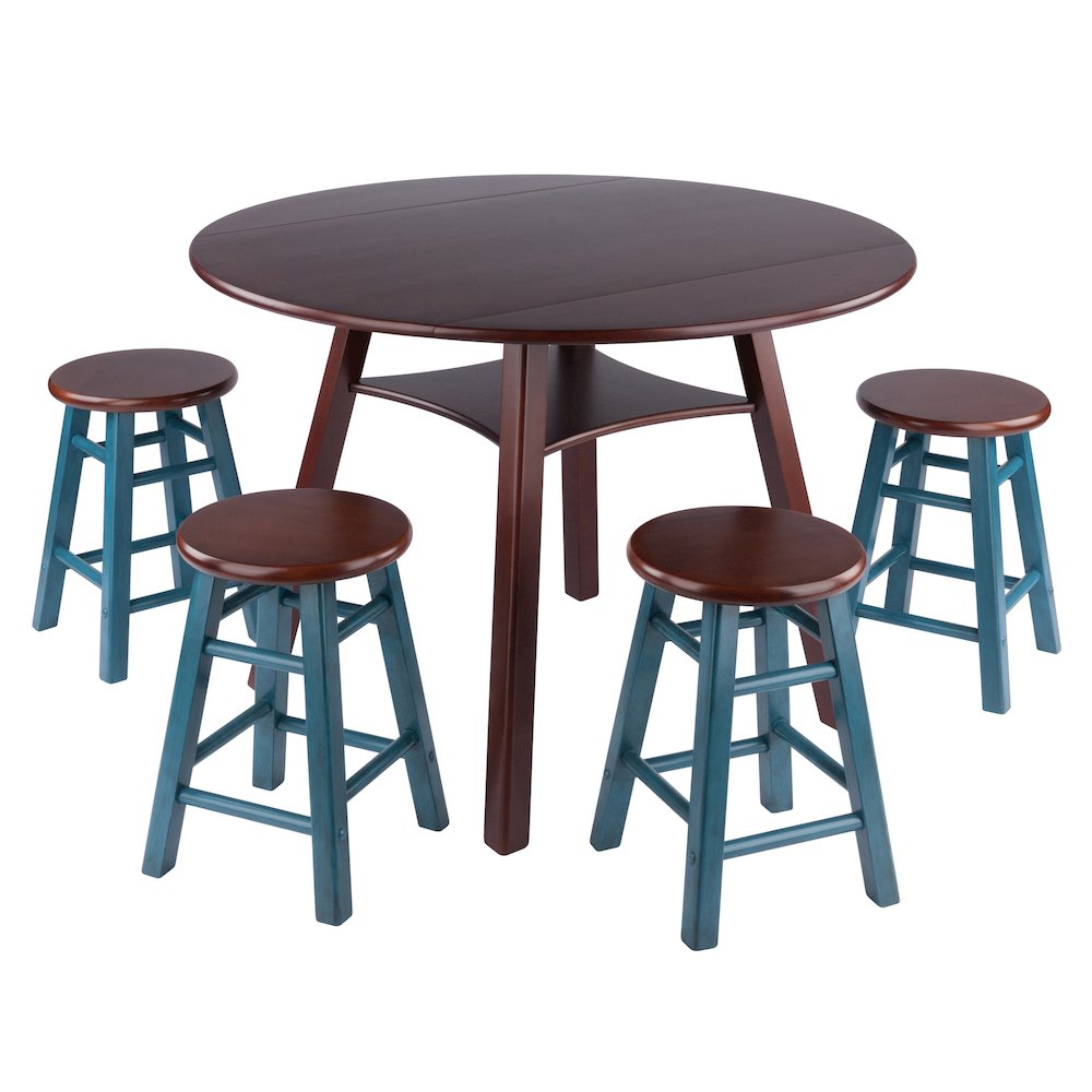 Element 2-Pc Dining Stool Set, Rustic Teal & Walnut. Picture 16